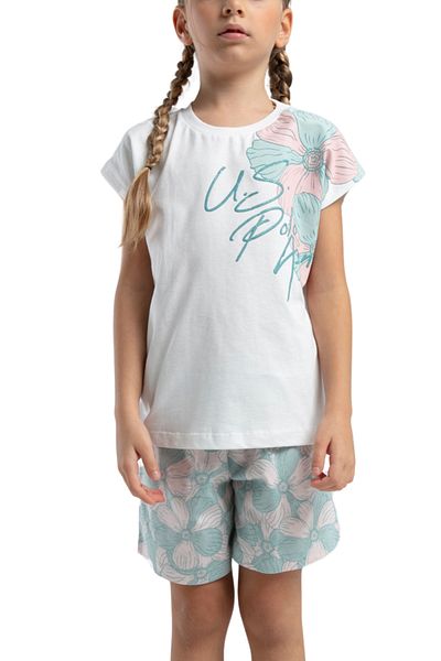 U.S. Polo Assn. U.S. Polo Femei Copii Crewneck Mânecă scurtă Costum din două piese cu pantaloni scurți VR.U.S.D20.KÇ79.Y.51