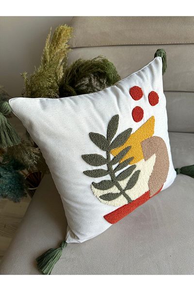 Reset Ottoson Home Collection Punch Embroidered Throw Pillow Cover