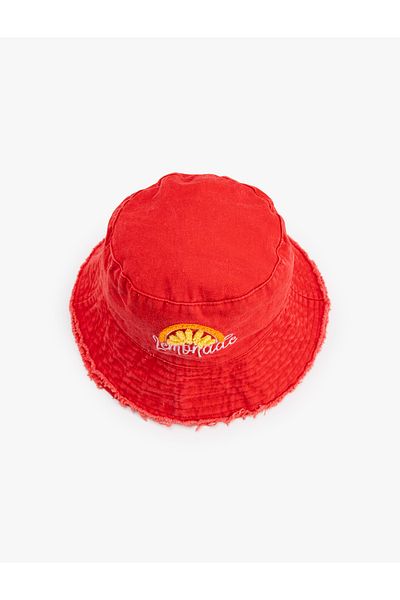 Koton Cotton Bucket Hat with Embroidery Detail