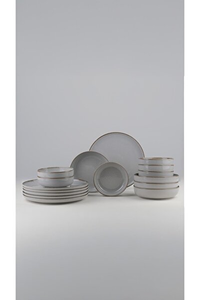 Kütahya Porselen Kütahya Porselen Moderna 18-teiliges Tafelservice für 6 Personen, Grau, moderne Eleganz