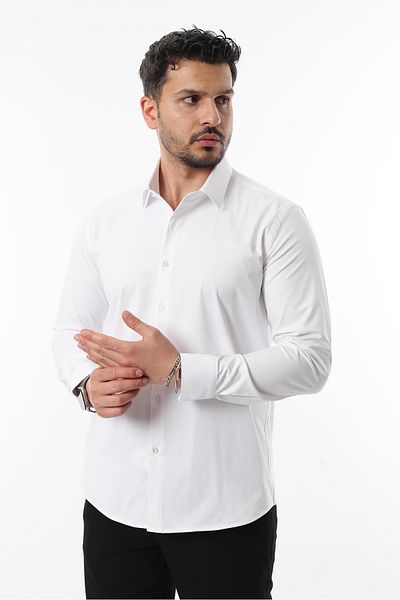 İDS COLLECTİON Extra Lycra Modern Slim Fit Satin Fabric Long Sleeve Men's Shirt