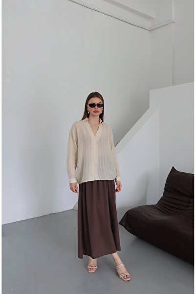 Laluvia Stone Transparent Oversize Shirt - 4957