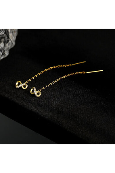 delis Μακριά κρεμαστά σκουλαρίκια Infinity από ασήμι 925 με ζιρκόνιο και επιχρυσωμένο