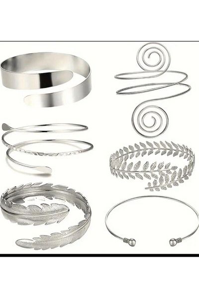 SUNA Geometric Metal Punk Arm Century - Large Leaf Silver