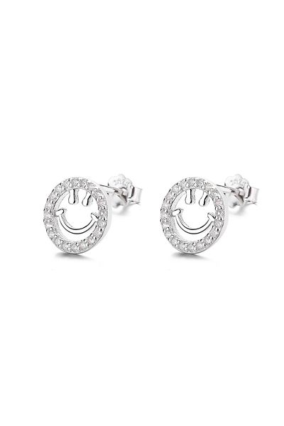 delis Cercei Argint 925, Jw825, Model Smiley Face, Placati Cu Rodiu