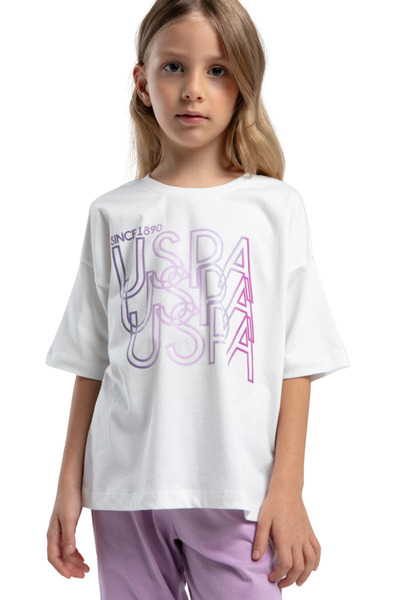 U.S. Polo Assn. U.S. Polo Girl's Crew Neck Short Sleeve Elastic Leg Double Suit Vr.U.S.D20.Kç63.Y.11