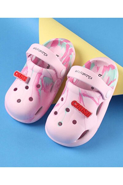 Babyoye Babyoye Clogs with Back Strap Closure & Crush Applique - Pink
