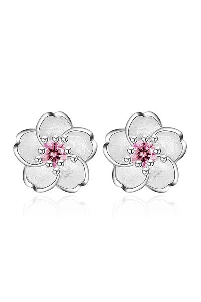 delis Cercei Argint 925, Jw916, Model Floare, Placati Cu Rodiu