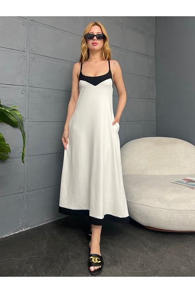 badibadii Rochie midi cu bretele contrastante
