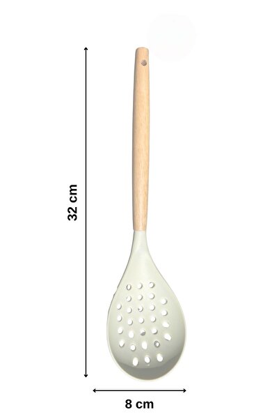 rubihome White Silicone Colander with Bamboo Handle