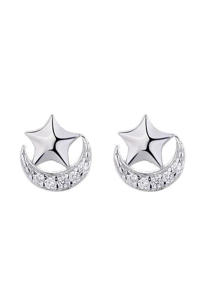 delis Cercei Argint 925, Jw737, Model Semiluna, Placati Cu Rodiu