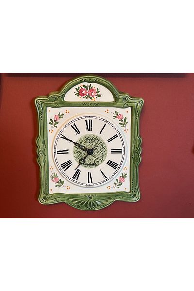 tayfuntufan antika koleksiyon Antique Western Germany Hand Painting Porcelain Wall Clock - Measures 32 cm X 24 cm