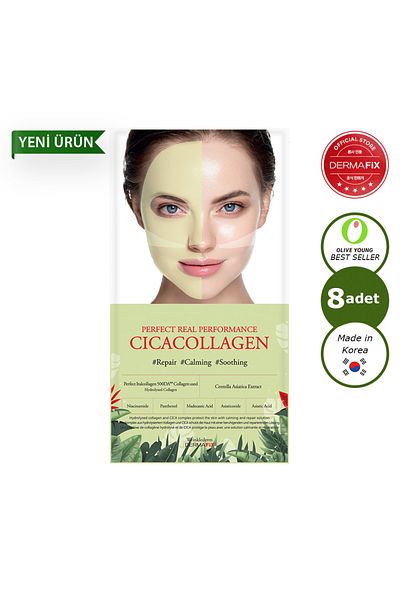 dermafix Cica Collagen Niacinamide Effective Repairing Refreshing and Soothing Collagen Face Mask 8 Pieces