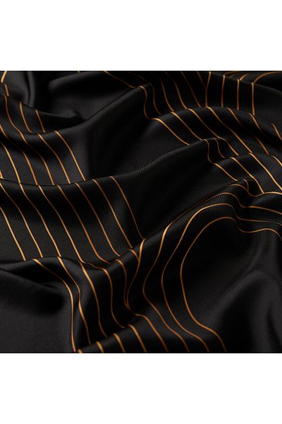 ipekevi Black Belt Patterned Tivil Silk Scarf