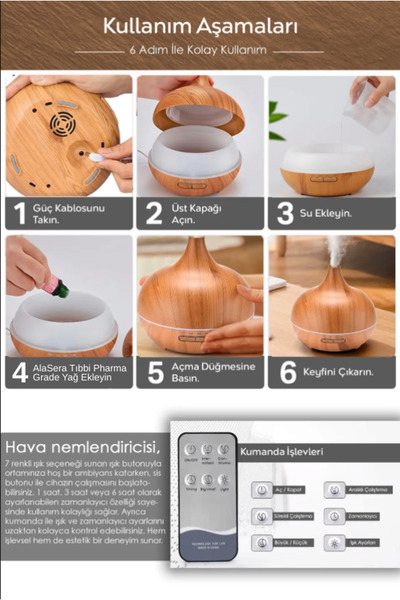 Ala Sera AlaSera Aromaterapi Difüzör (Koyu Ahşap)