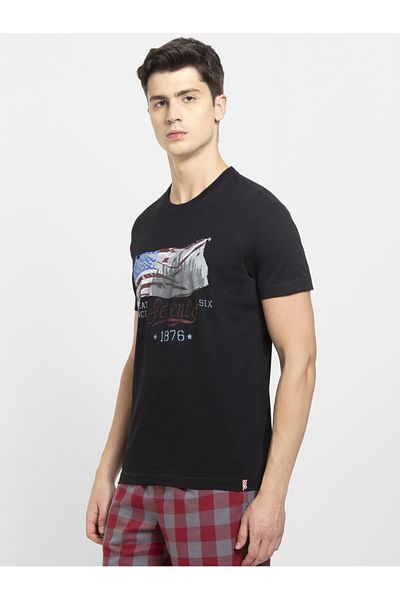 JOCKEY Crew Neck Graphic Thirts US81-0103-Black Print