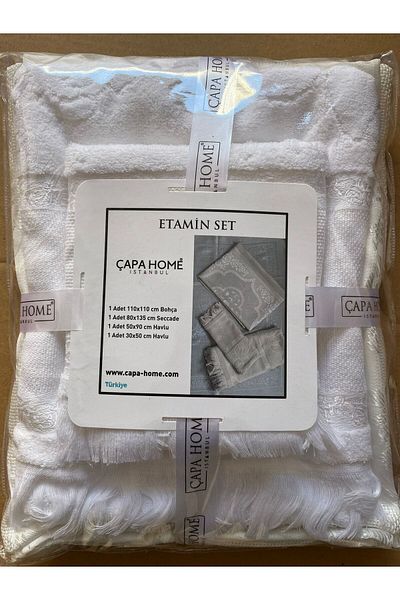 Çapa Home 4-Piece Towel Bundle Praying Mat Premium Quality Gift Bundle Etamine Set