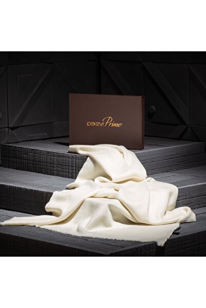 ipekevi Beyaz Desenli Kaşmir Prime Şal