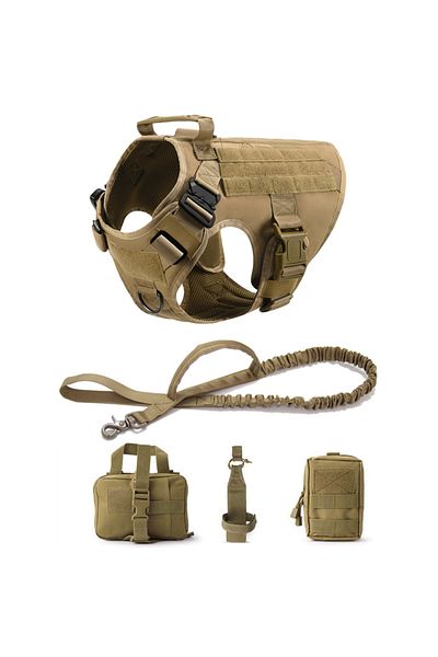 Choice M(15-30KG) Brown 5 piece set Tactical Military Vest Pet German Shepherd Golden Retriever Tactical T