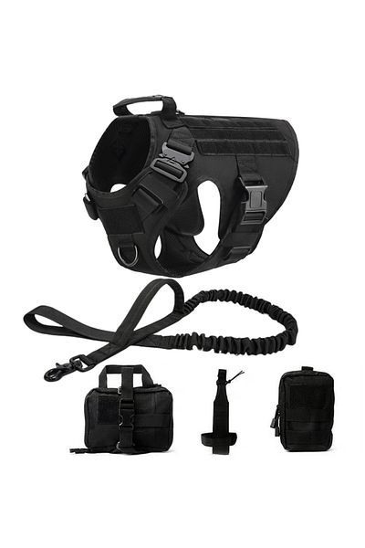 Choice S(Below28kg) Black 5 piece set Tactical Military Vest Pet German Shepherd Golden Retriever Tactical