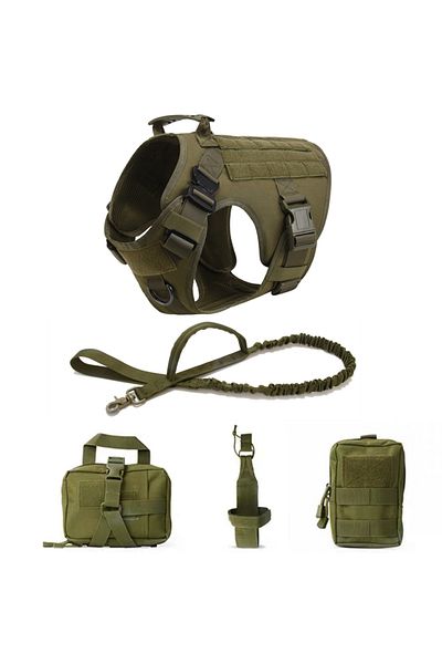 Choice L(30-40KG) Green 5 piece set Tactical Military Vest Pet German Shepherd Golden Retriever Tactical T