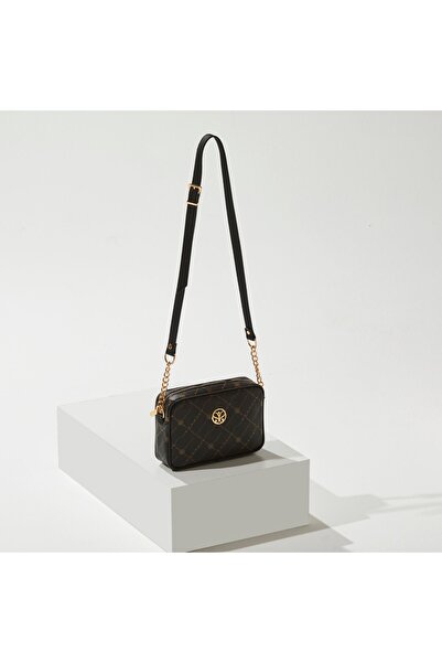 ipekevi Siyah Monogram Cep Detaylı Çapraz Çanta