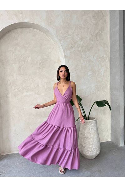 Bleu Petite Thin Strap Ruffle Layered Women's Dress