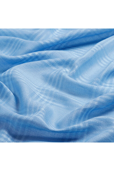 ipekevi Дитячий блакитний шарф з візерунком у клітинку з гладкої бавовняної шовкової тканини