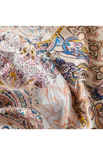 ipekevi Indigo Bohemian Patchwork Tivil Silk Scarf
