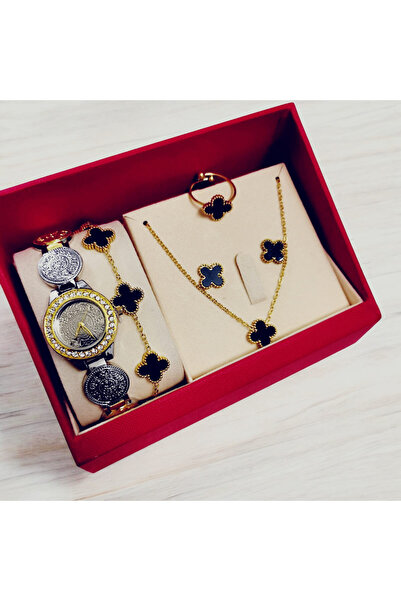 Rivoly طقم نسائي أنيق ستيل , يتكون من ساعة مقاومة للماء