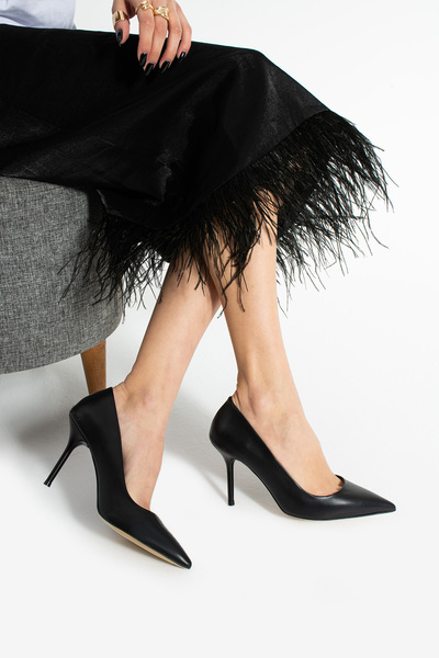 Güllü Shoes Черни 9-сантиметрови обувки на висок ток от веганска кожа | Впеча...