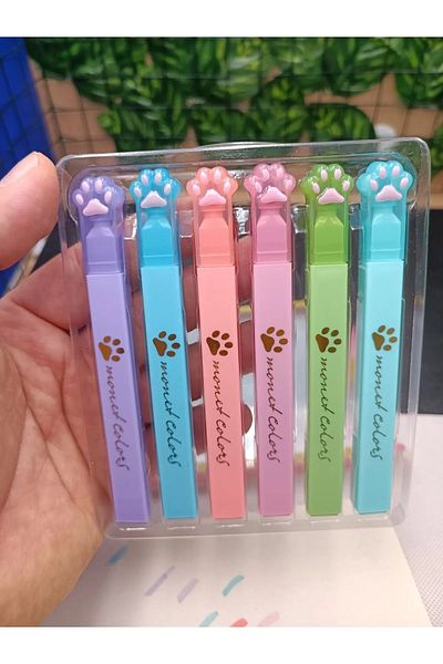 zeynobella Luxury Cat Paw 6 Pcs Phosphorus Pen Set Colorful Preschool Student Gift Marker Pen