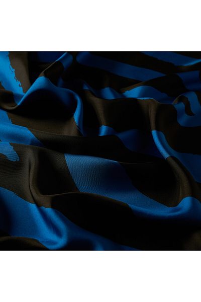 ipekevi Saks Blue Macro Zebra μοτίβο Tivil μεταξωτό φουλάρι