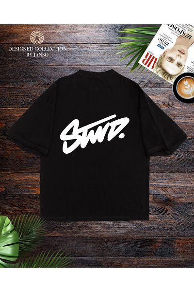 ACTIVE MODA - Men's Short Sleeve Dwts Printed Tshirt Large Size Oversized Cotton