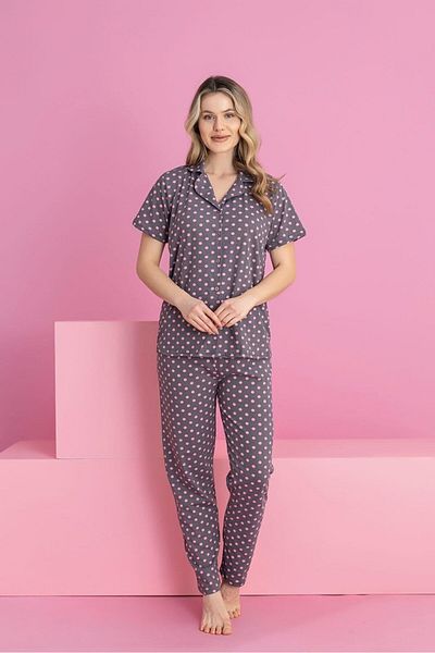 ZambakModa Milan Patterned Buttoned Pajama Set