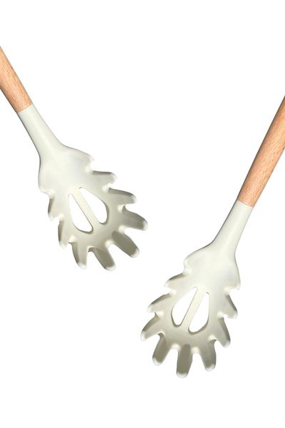 rubihome Hard Silicone Spaghetti Ladle with Bamboo Handle