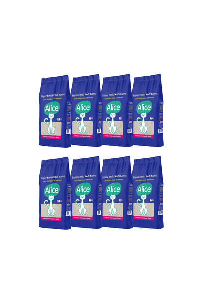 Alice Süper Emici Kalın Taneli Kedi Kumu 8'li Ekonomik Paket 56 Lt.