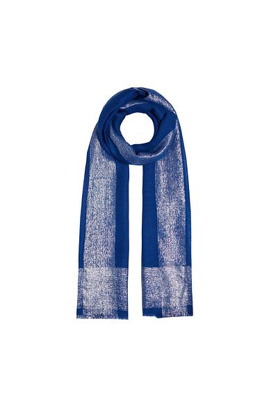 ipekevi Saks Blue Glitter Border șal de mătase din lână
