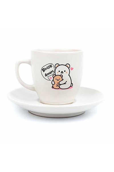 PALTO TASARIM My Unique Mother! Cream Turkish Coffee Cup - Mother's Day Gift Turkish Coffee Cup
