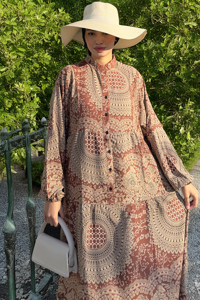 Cockatoo Γυναικείο φόρεμα με έθνικ σχέδιο από ύφασμα βισκόζης