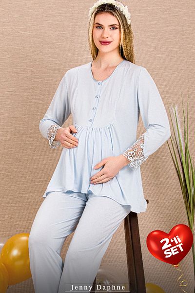 Jenny Daphne Set pijamale de maternitate din țesătură din viscoză 2 piese 33204