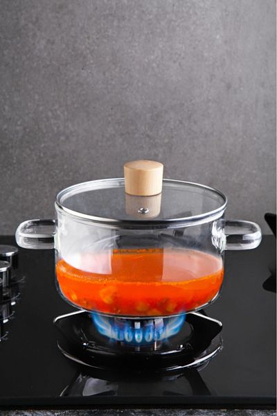 Kuka 1800 ml Heat Resistant Glass Pot with Bamboo Lid 16X13