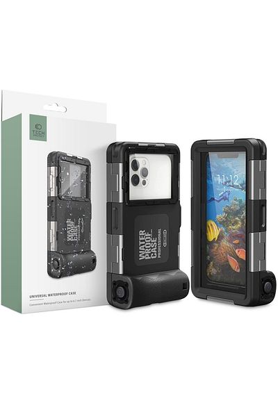 megaMobile Husa waterproof universala TECH-PROTECT Diving Case pentru dispozitive 6.7 inch, IPX8, Negru