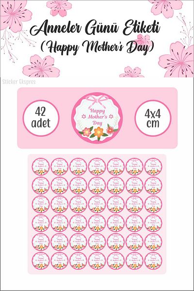Sticker Ekspres English Mother's Day Sticker Happy Mother's Day Waterproof Sticker