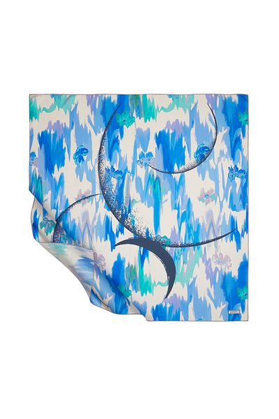 ipekevi Indigo Crescent Tivil Silk Scarf