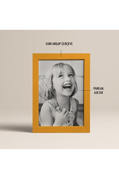 HOMEPACK 21X30 cm Yellow Wood Framed Poster Frame, Blank Frame, Yellow-Masutu-21X30