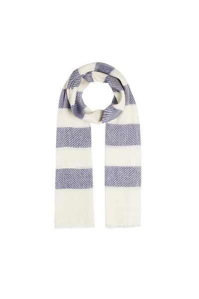 ipekevi Şal din bumbac din in cu model Saks Blue Block