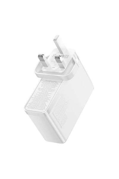 Baseus GaN5 Pro 100W Charger 2 Type-C + 2 USB-A, UK Plug with 100W Type-C Cable 1M - White