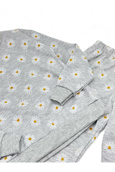 VOY KİDS Girl's Daisy 4-5-6-7-8-9-10 Years Old Seasonal Thin Pajama Nightwear Set