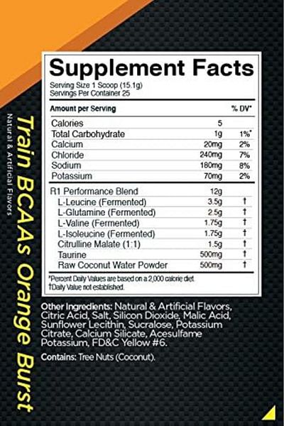 Rule 1 Rule1 Train BCAA's 100% Performance, Hydration and Recovery | Dietary Supplement | Orange Burst